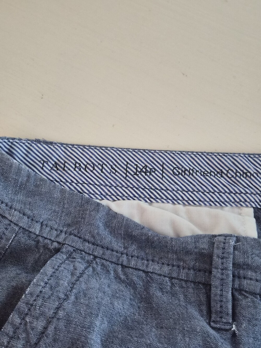 Talbots Girlfriend Navy Cotton Chambray Chinos 14P Coastal Resort - Picture 3 of 9